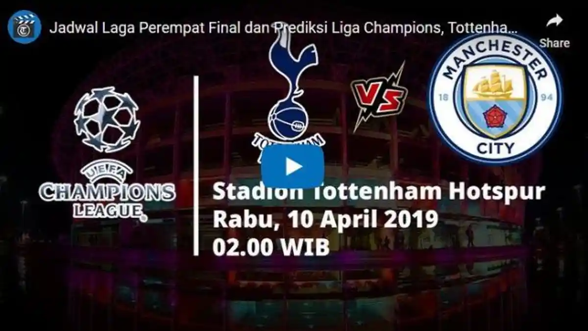 Prediksi & Live Streaming RCTI Tottenham Hotspurs vs Manchester City, Kick Off 02.00 WIB