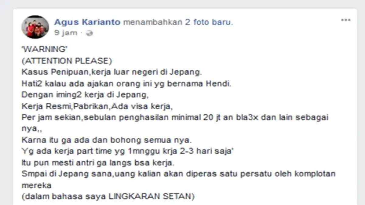 Hati-Hati Sindikat Tenaga Kerja ke Jepang Iming-iming Penghasilan 20 Jutaan Per Bulan
