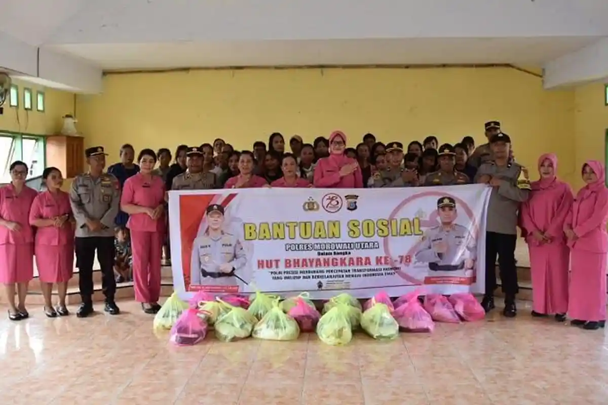 Polres Morut Bagi 500 Paket Sembako ke Masyarakat Jelang Jelang HUT Bhayangkara 2024