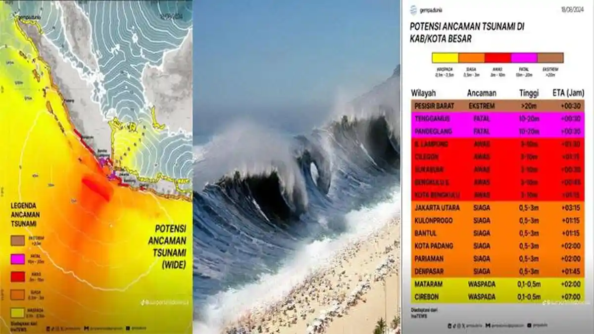 DAFTAR Wilayah Diprediksi Potensi Gelombang Tsunami Akibat Gempa Megathrust, Ada yang Capai 20 Meter