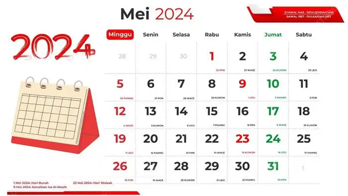 Daftar Tanggal Merah Hingga Cuti Bersama, Bulan Mei 2024 Bisa Libur Selama 4 Hari, Ini Rinciannya!
