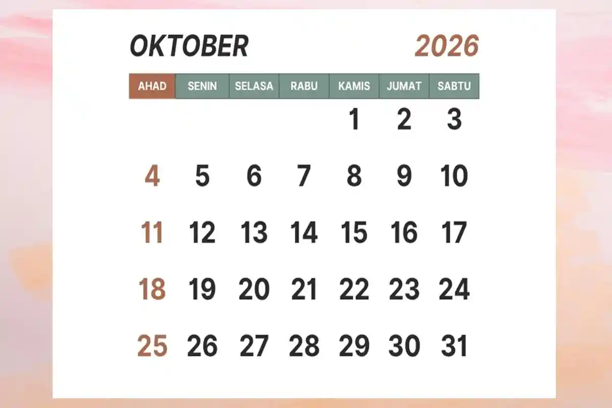 DAFTAR Tanggal Merah Weekend Bulan Oktober 2026, Simak Kalender Lengkap dan Hari Pasarannya