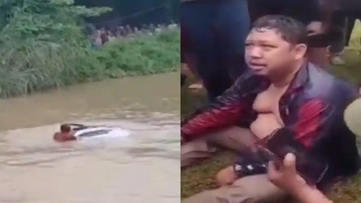 NEKAT Terobos Arus Banjir di Bekasi Mobil Terseret Sejauh 20 Meter, Momen Penyelamatan Sopir Viral
