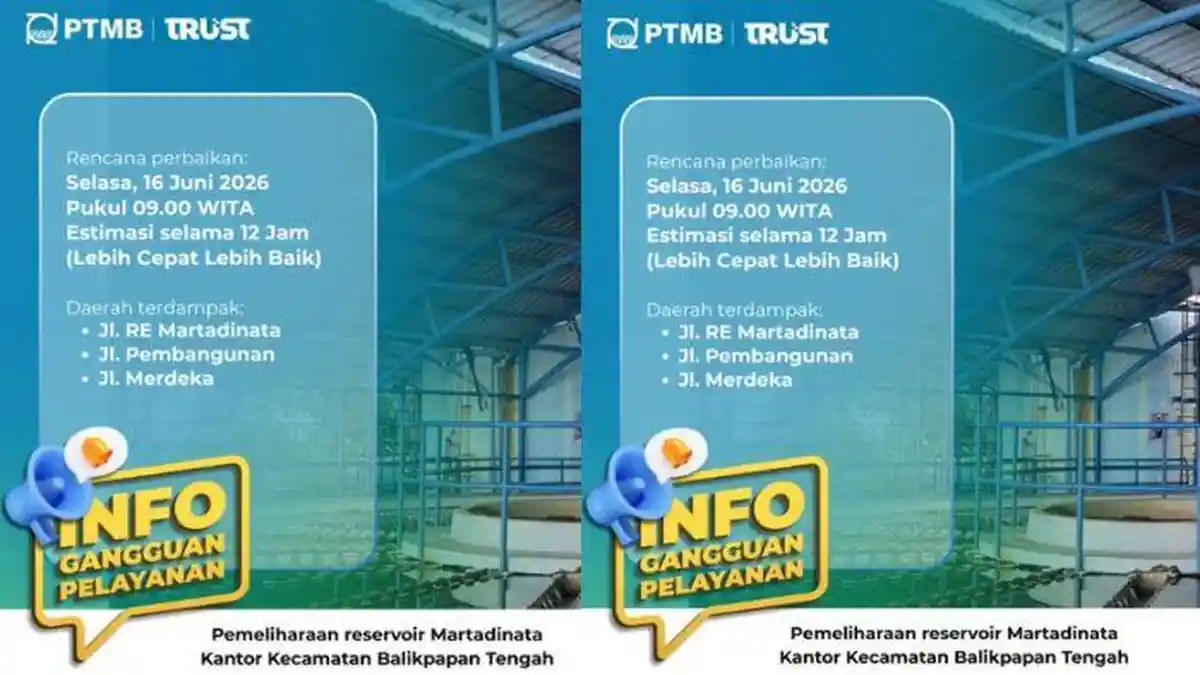 Jadwal Mati Air PDAM di Balikpapan 16 Juni 2026, Ini Daftar Daerah Terdampak