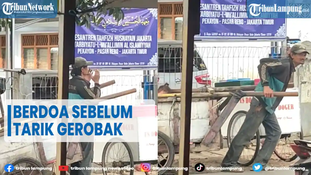Viral Pemulung Berdoa Sebelum Tarik Gerobak