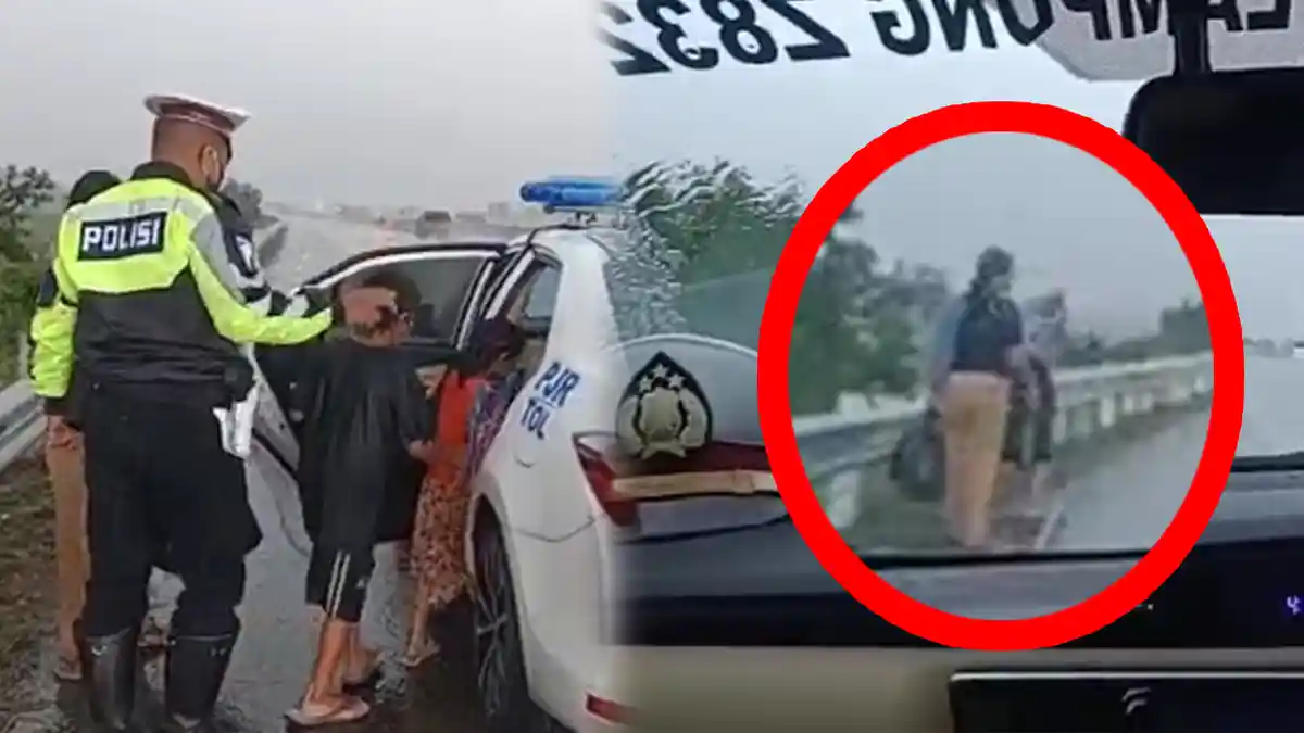 Diduga Ribut dengan Suami, Seorang Istri dan 2 Anaknya Susuri Jalan Tol, Menangis Kedinginan
