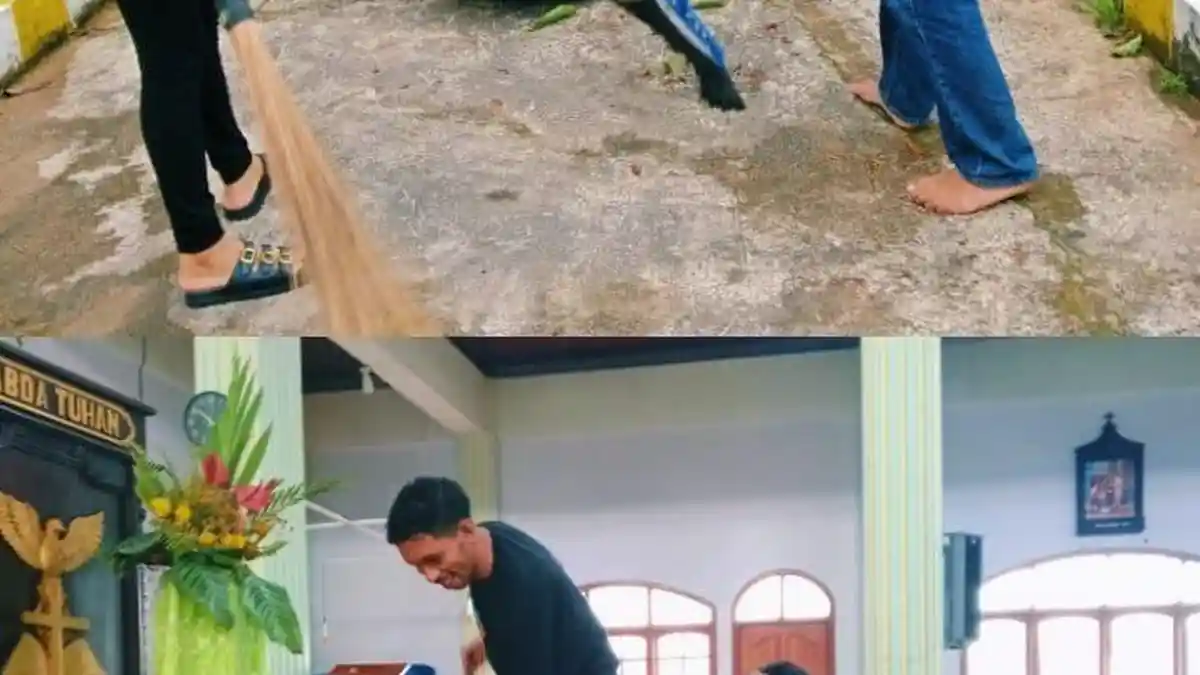 Mahasiswa 2024C Prodi PBSI Unika Santu Paulus Ruteng Baksos di Gereja  Michael Kumba
