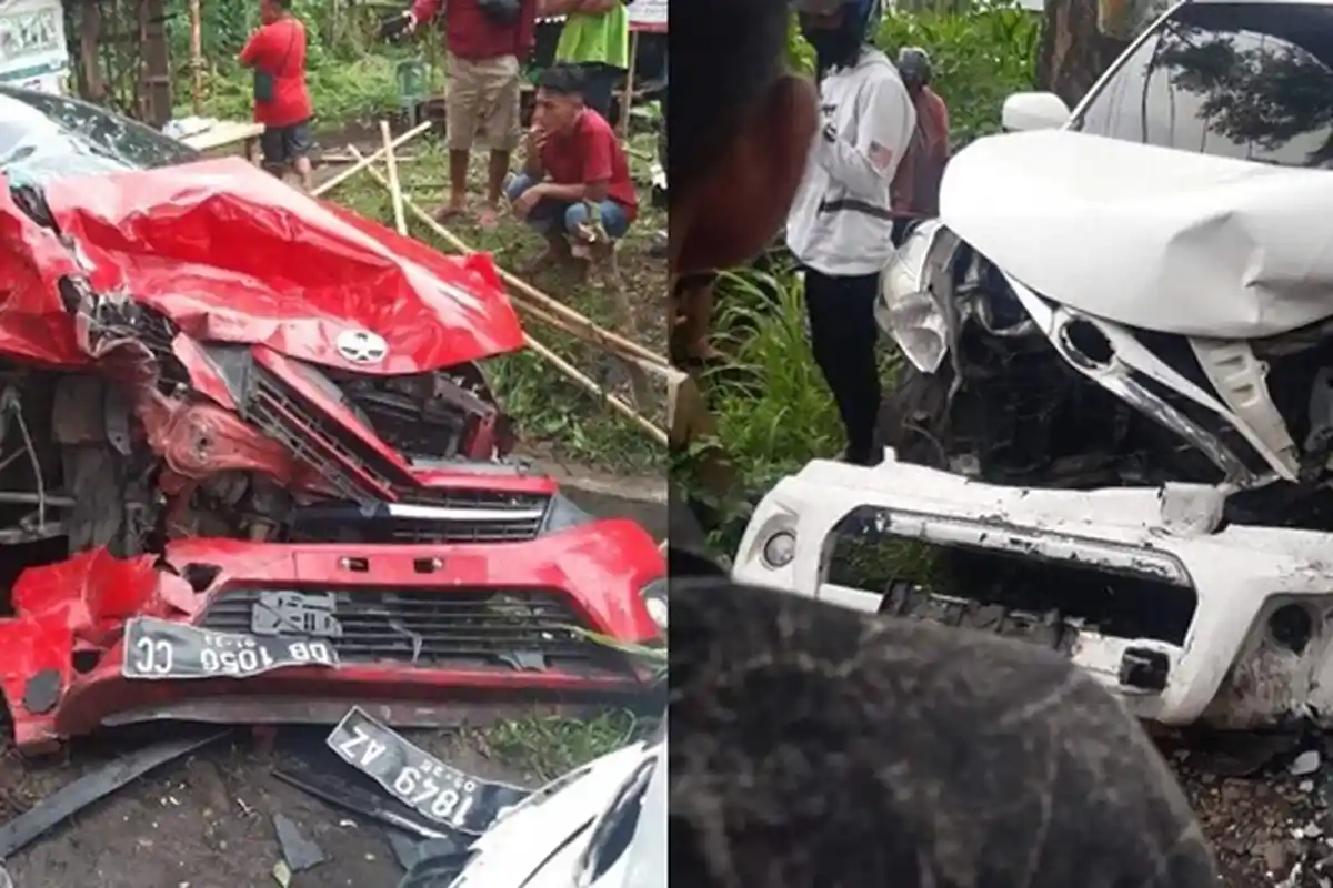 Kecelakaan di Desa Karegesan Kauditan Minut, Dua Mobil Rusak, Begini Kronologinya