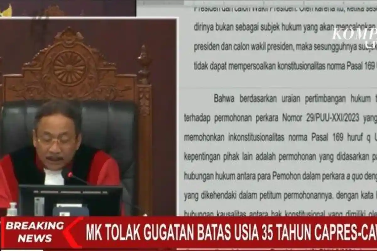 Pertimbangan Mahkamah Konstitusi Tolak Gugatan Usia Minimal Capres Cawapres 35 Tahun