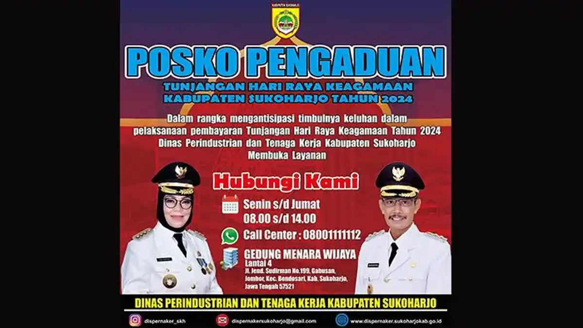 Buruh Silakan Lapor! Pemkab Sukoharjo Buka Posko Pengaduan THR: Bisa Via Telepon