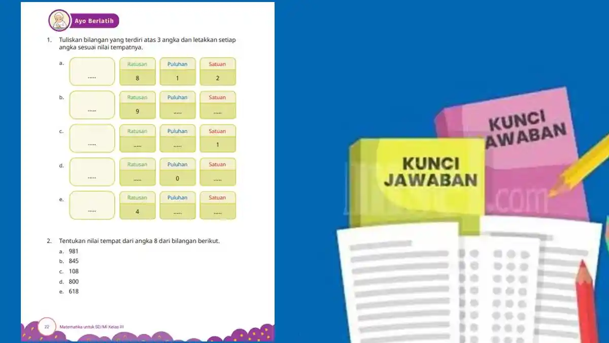 Kunci Jawaban Matematika Kelas 3 Halaman 22 23 24 Kurikulum Merdeka, Ayo Berlatih