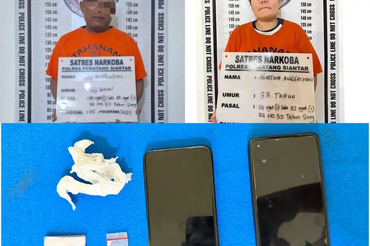 Pasutri Tak Berkutik Saat Ditangkap Polres Siantar, Simpan Dua Paket Sabu