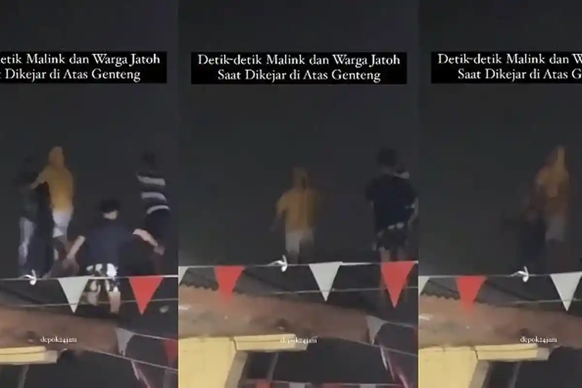 Detik-detik Seorang Warga Tangkap Rampok Bersenjata Tajam di Atap Rumah di Gas Alam Cimanggis Depok