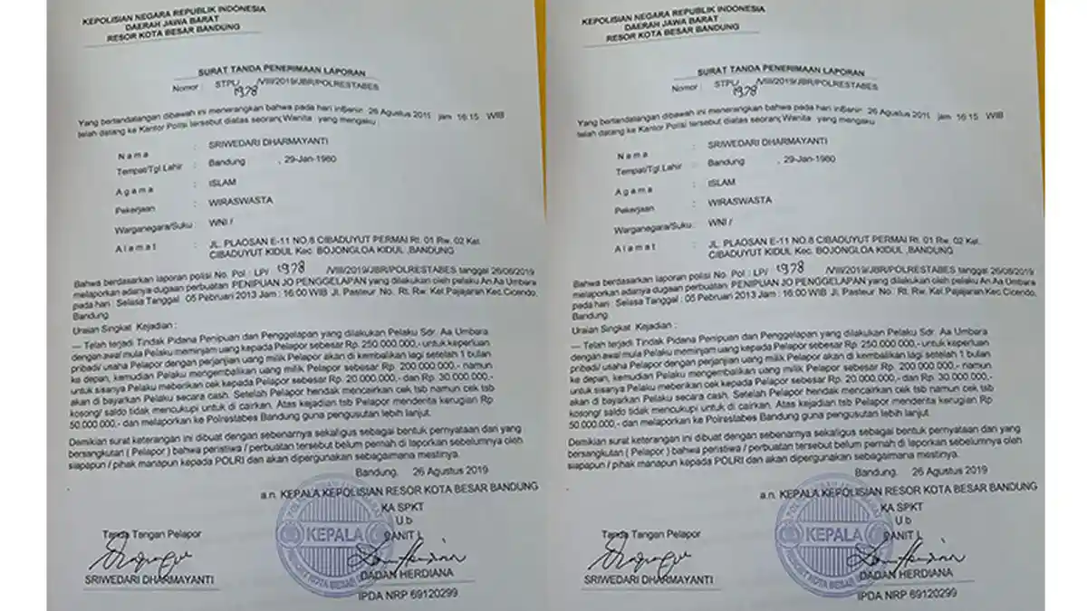 Aa Umbara Dilaporkan ke Polisi, Ini Kronologi Dugaan Penipuan yang Dituduhkan Padanya