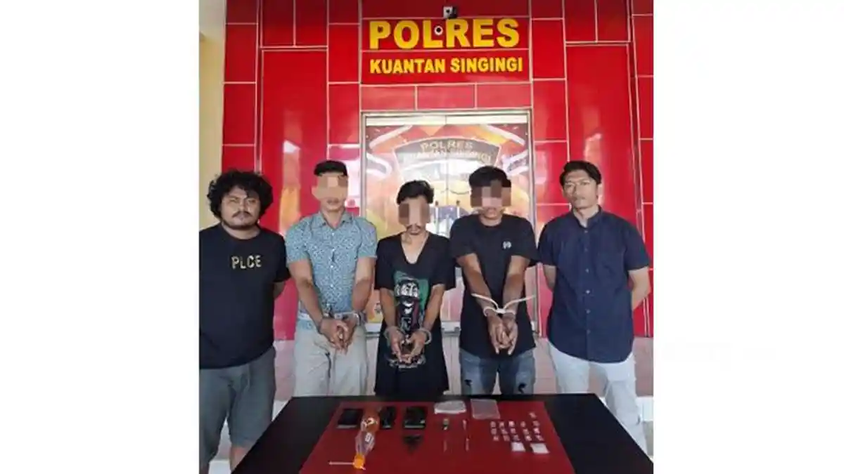 Barter Sabu Dengan Sebotol Bir, Pengedar Narkoba dan Dua Mahasiswa di Kuansing Diciduk Polisi