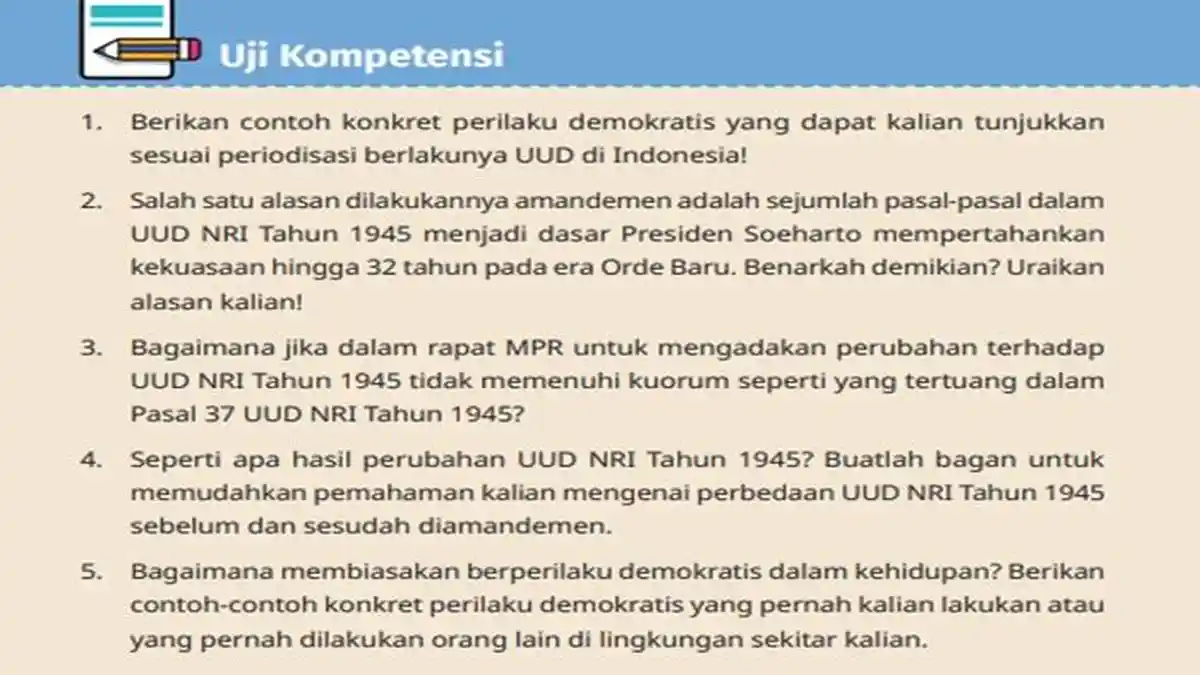 Kunci Jawaban Pendidikan Pancasila Kelas 11 SMA Halaman 68 Kurikulum Merdeka, Uji Kompetensi Bab 2
