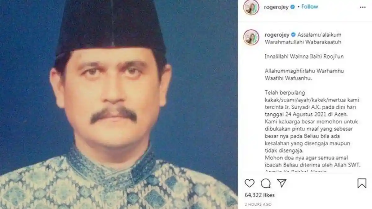 Ayah Cut Meyriska Meninggal Dunia, Roger Danuarta Mohon Maaf Atas Kesalahan Mertua