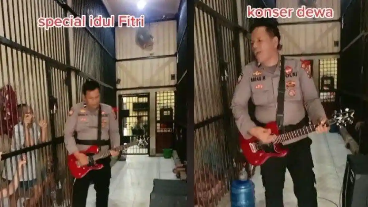 Hibur Para Napi di Hari Lebaran, Polisi Ini Bikin Konser di Penjara, Nyanyi Sambil Main Gitar