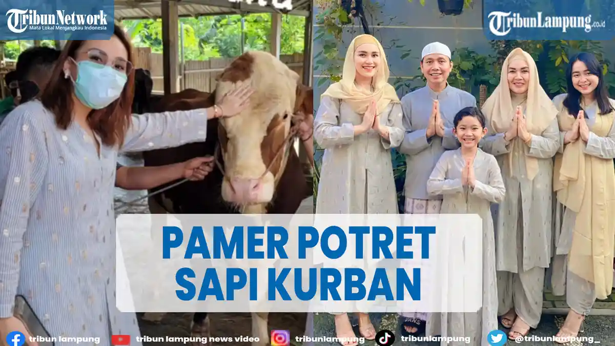 Keluarga Ayu Ting Ting Pose Bareng Sapi Kurban
