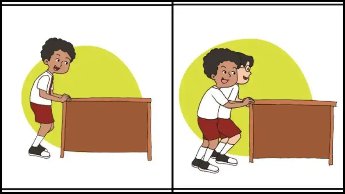 Apa Perbedaan saat Mendorong Meja Sendiri dan Berdua? Buku Tema 8 Kelas 4 Halaman 20 21