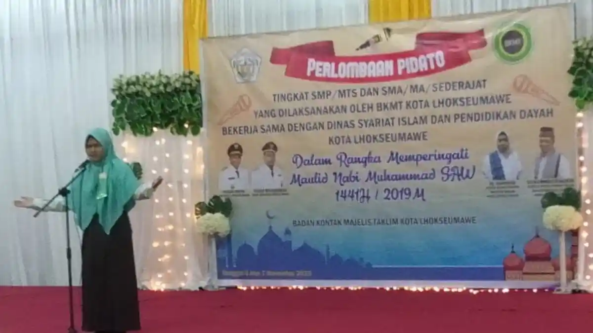 Peringati Maulid Nabi, Puluhan Siswa Ikut Lomba Pidato di Lhokseumawe