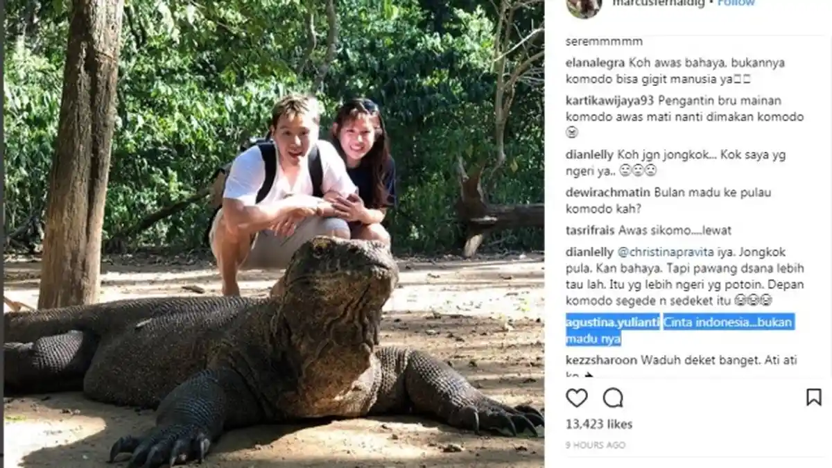 Seram, Marcus Fernaldi Gideon dan Agnes Bulan Madu Bersama Komodo, Lihat Videonya di Sini