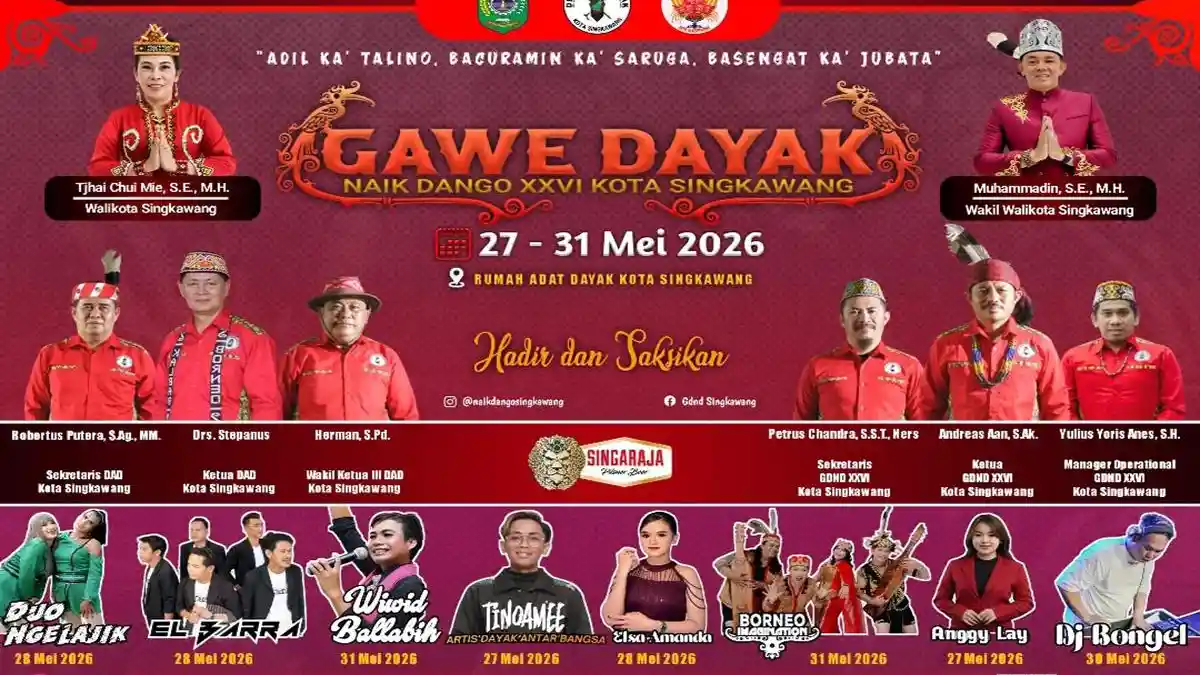 Perayaan Gawai Dayak Naik Dango Kota Singkawang Digelar 27 Mei Mendatang