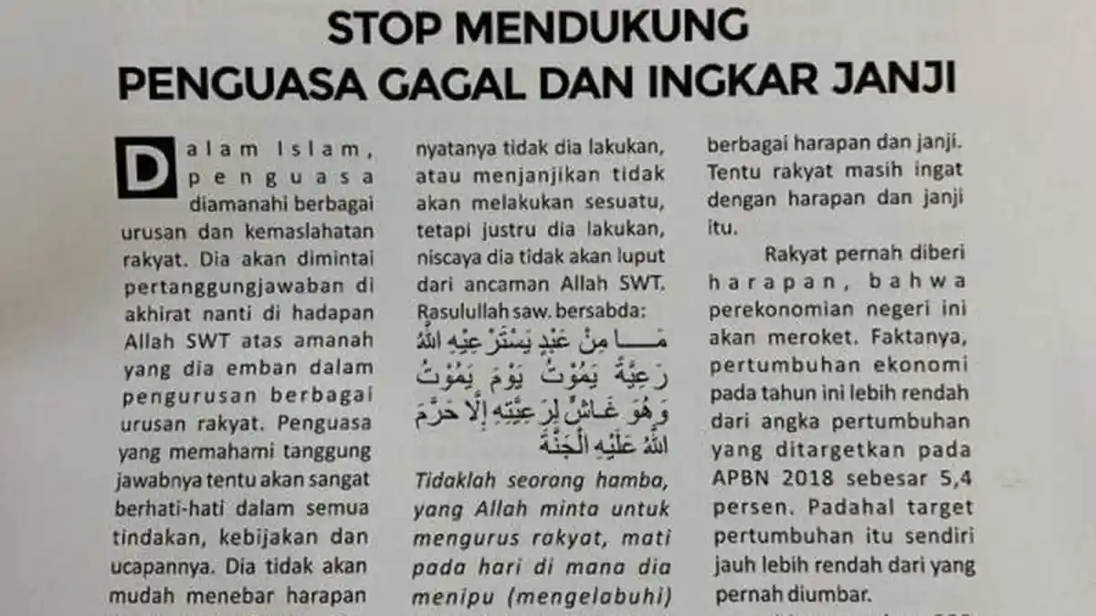 Soal Tabloid Indonesia Barokah, TKN Ungkit Peredaran Buletin Kaffah