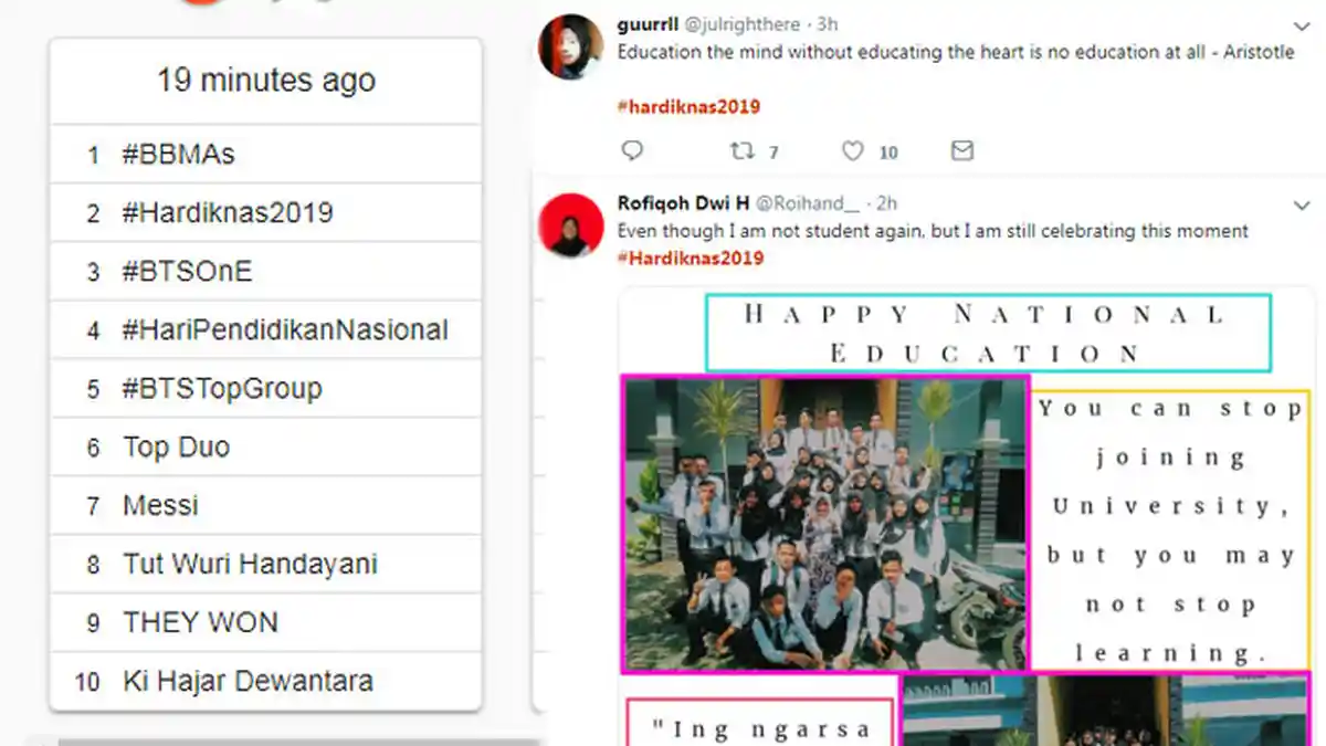 Hardiknas 2019, Kumpulan 7 Cuitan Netter Tentang Manfaat dan Pentingnya Pendidikan Bagi Kehidupan