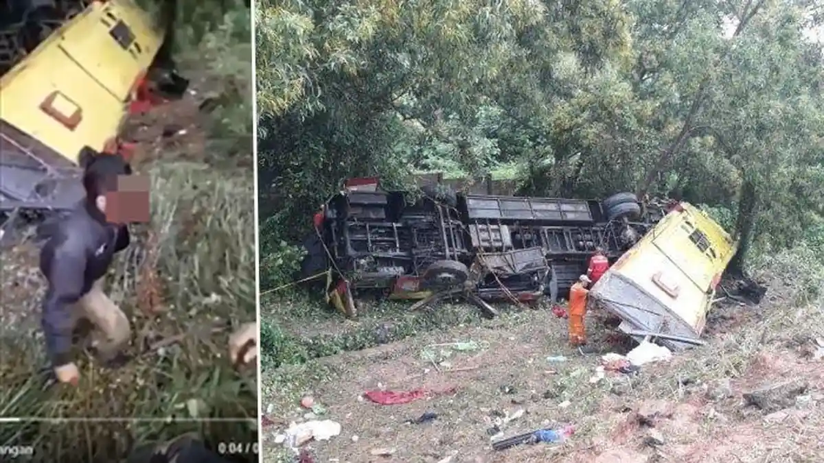 Video Sesaat Setelah Bus Bima Suci Kecelakaan di Tol Cipularang, Pria Berjalan dengan Wajah Terluka