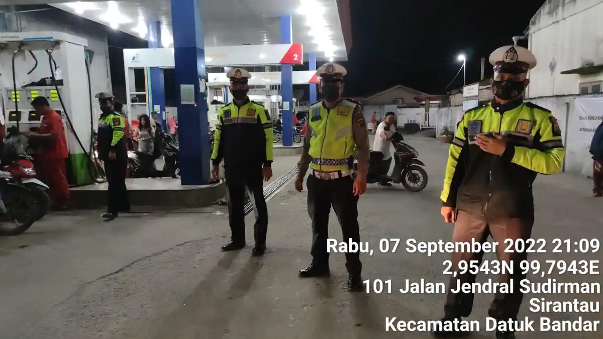 Satlantas Polres Tanjungbalai Patroli SPBU Ini yang Jadi Sasaran
