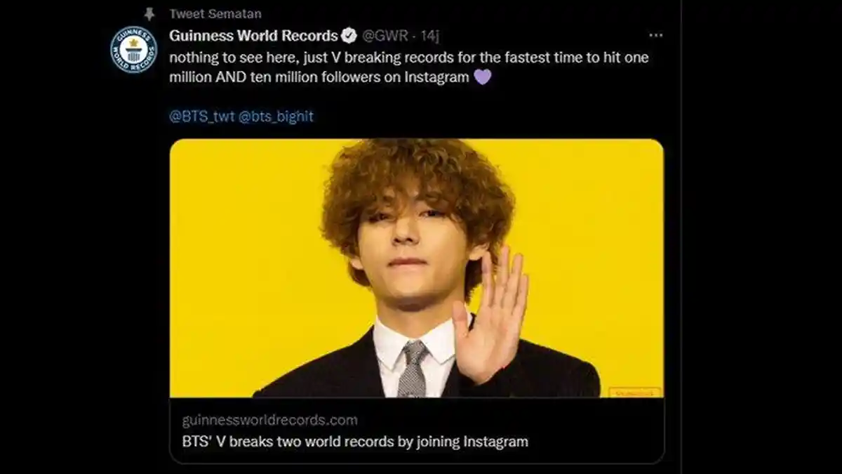 Baru Punya Instagram, V BTS Pecahkan Rekor Dunia untuk Jumlah Pengikut, Selamat!