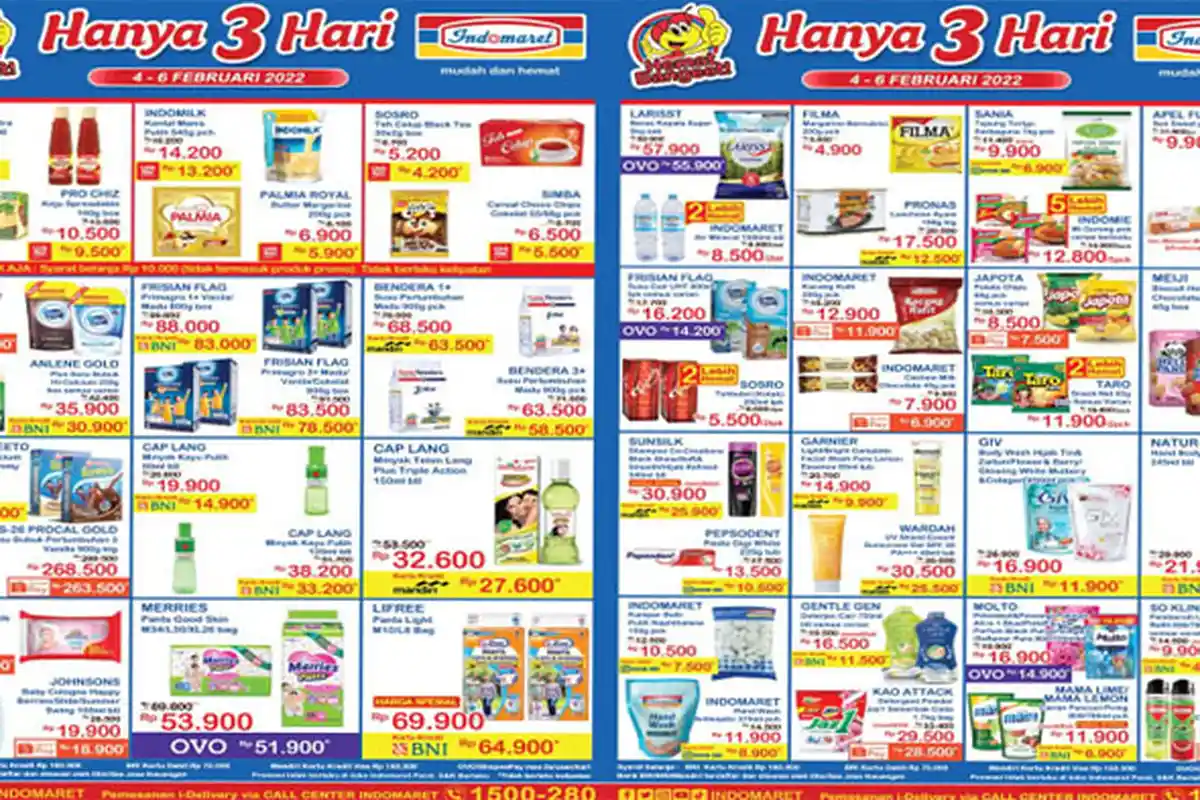 Promo JSM Indomaret Hari Ini 6 Februari 2022, Beras Tepung Terigu Susu hingga Deterjen Murah Banget