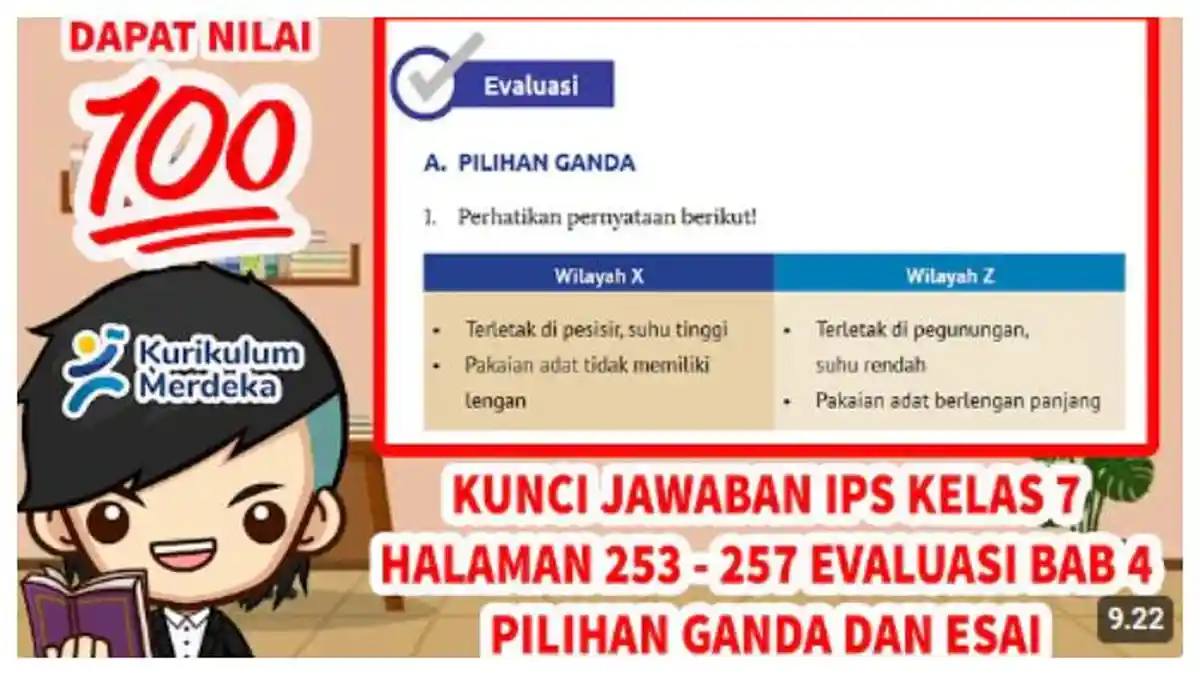 Kunci Jawaban IPS Halaman 253 - 257 Kelas 7 SMP Evaluasi Bab 4 Kurikulum Merdeka
