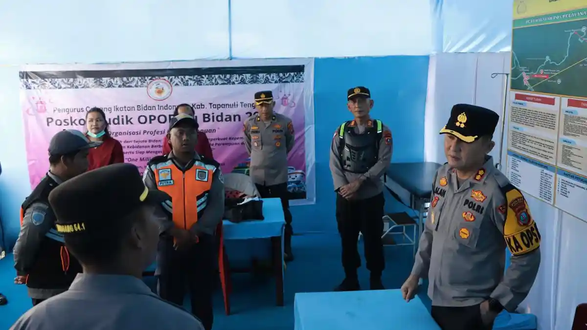 Pastikan Mudik Lancar, Kapolres Tapteng Cek Pos Pelayanan Poriaha, Arus Lalu Lintas Terpantau Sepi