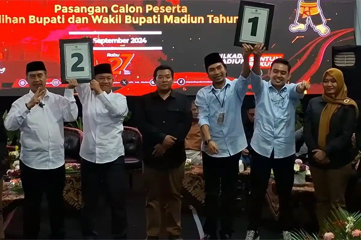 Hasil Pengundian Nomor Urut Pilkada Kabupaten Madiun, Dawami-Shandhika 01, Hari Wuryanto-Purnomo 02