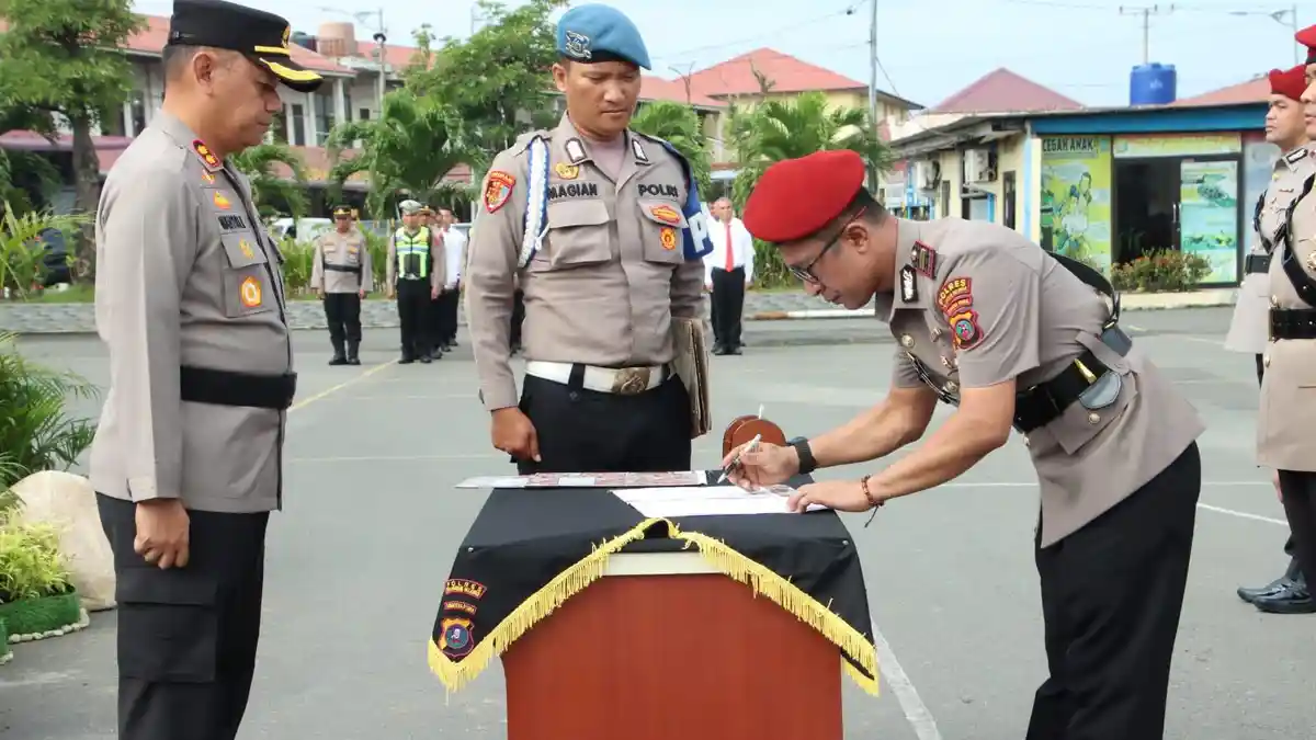 Upacara Sertijab, AKP Abdul Rahim Riza Kini Jabat Kasat Narkoba Polres Pelabuhan Belawan