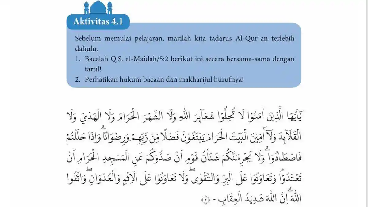 Kunci Jawaban PAI Kelas 10 Halaman 87 Kurikulum Merdeka: Hukum Bacaan QS Al-Maidah Ayat 2