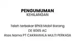 BPKB Mobil Terbakar: Nopol DE 8065 AC, Atas Nama PT CAKRAWALA MULTI PERKASA