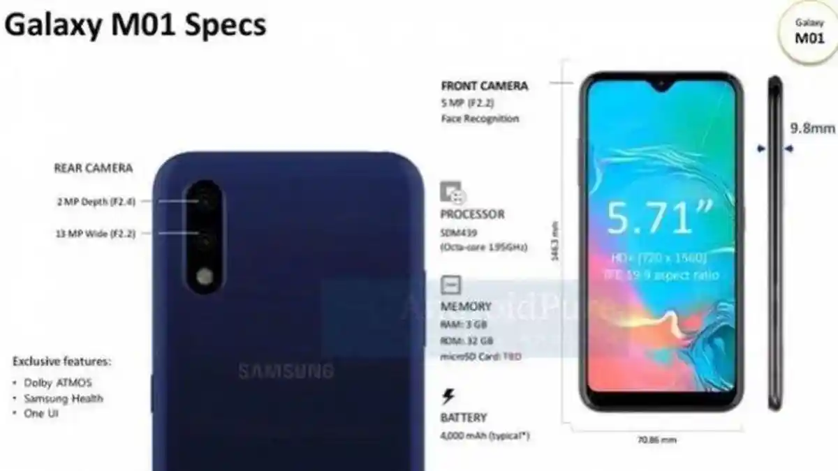 Samsung Galaxy M01, Dibekali Chipset Snapdragon 439 & Fitur Face Unlock, Ini Bocoran Spesifikasinya