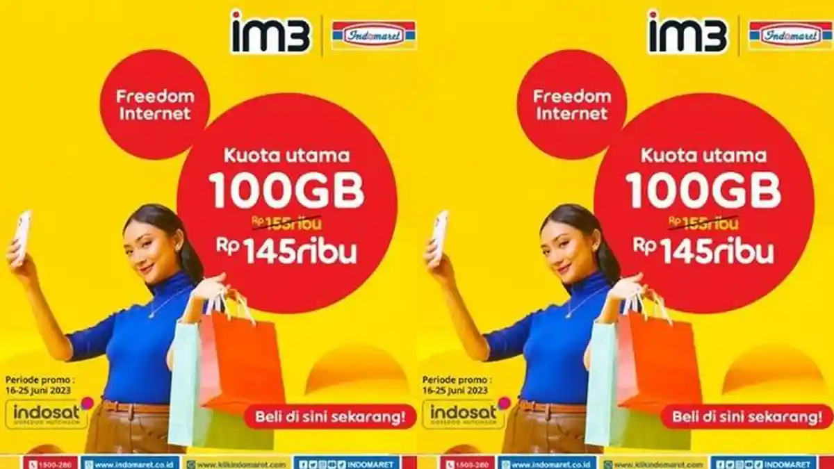 Katalog Promo Indomaret Hari ini Senin 19 Juni 2023, Paket Data Freedom Internet 100 GB Rp 145.000
