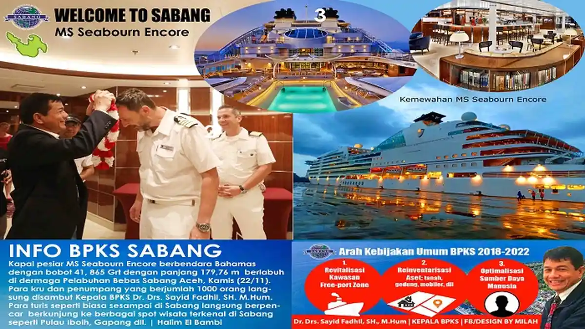 Kapal Pesiar MS Seabourn Encore Sambangi Sabang