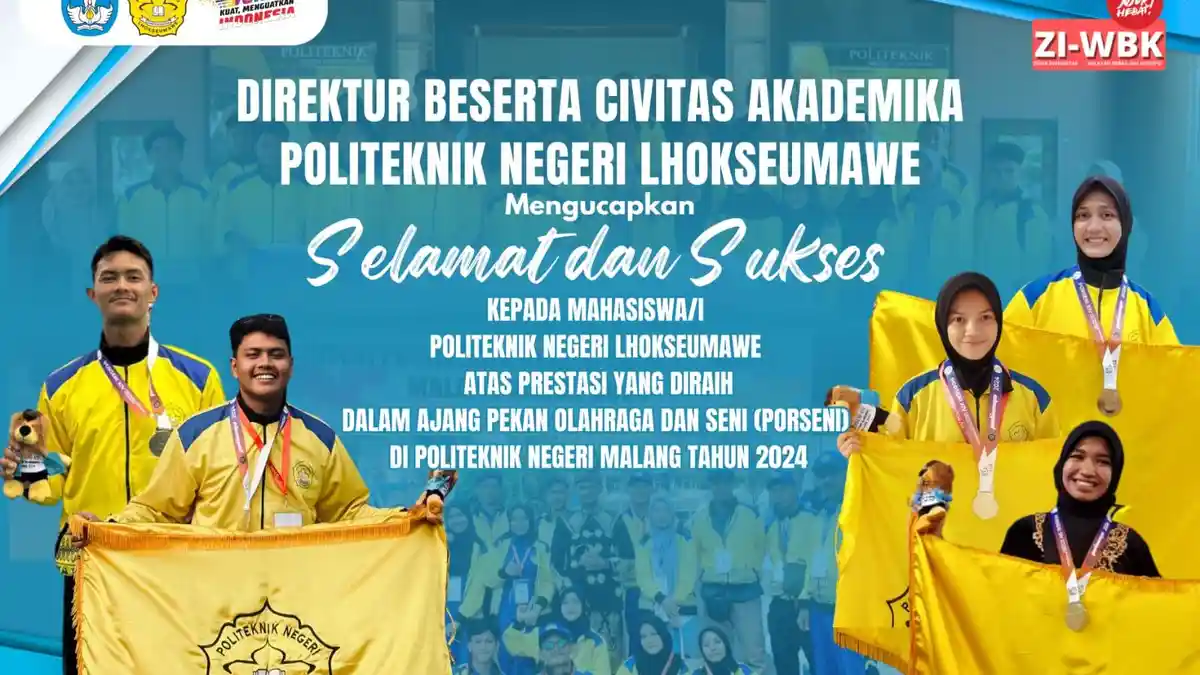 Politeknik Negeri Lhokseumawe Raih 5 Medali pada Porseni XIV 2024 di Malang