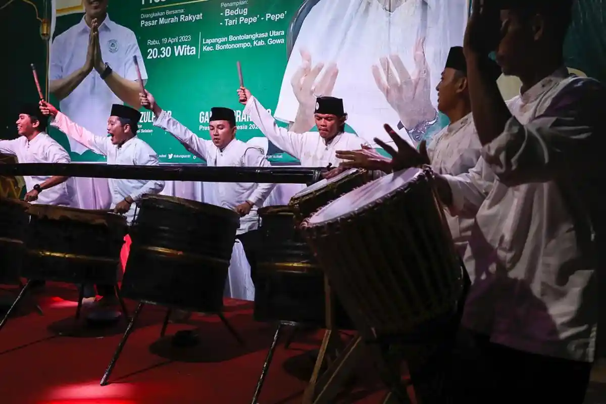 Santri Dukung Ganjar Sulsel Gema Takbir dan Festival Bedug di Gowa
