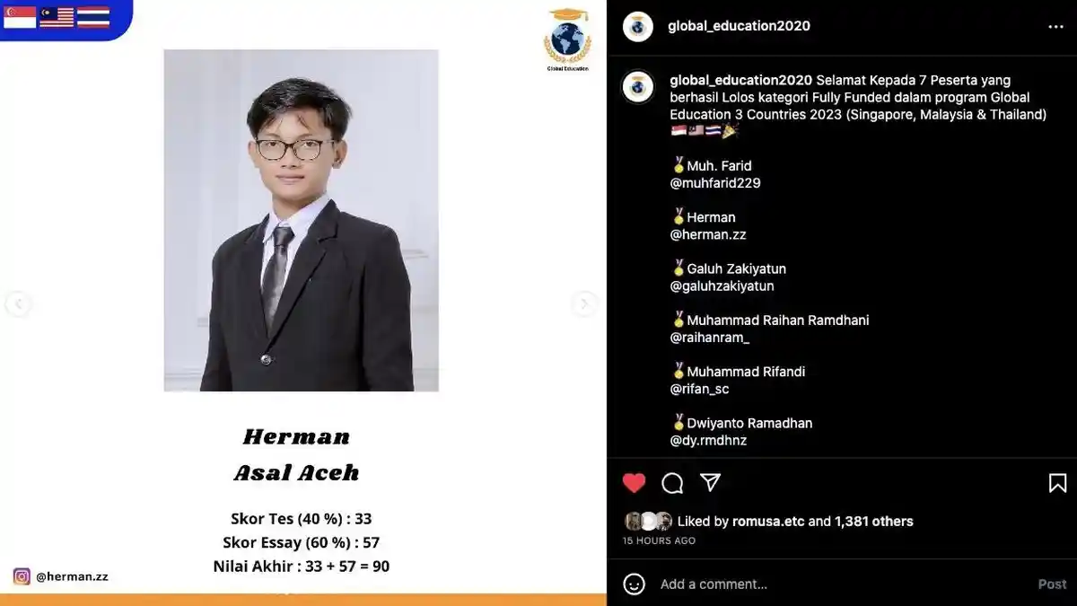 Herman, Mahasiswa KPI UIN Ar-Raniry Tembus Fully Funded International Youth Summit Ke 3 Negara