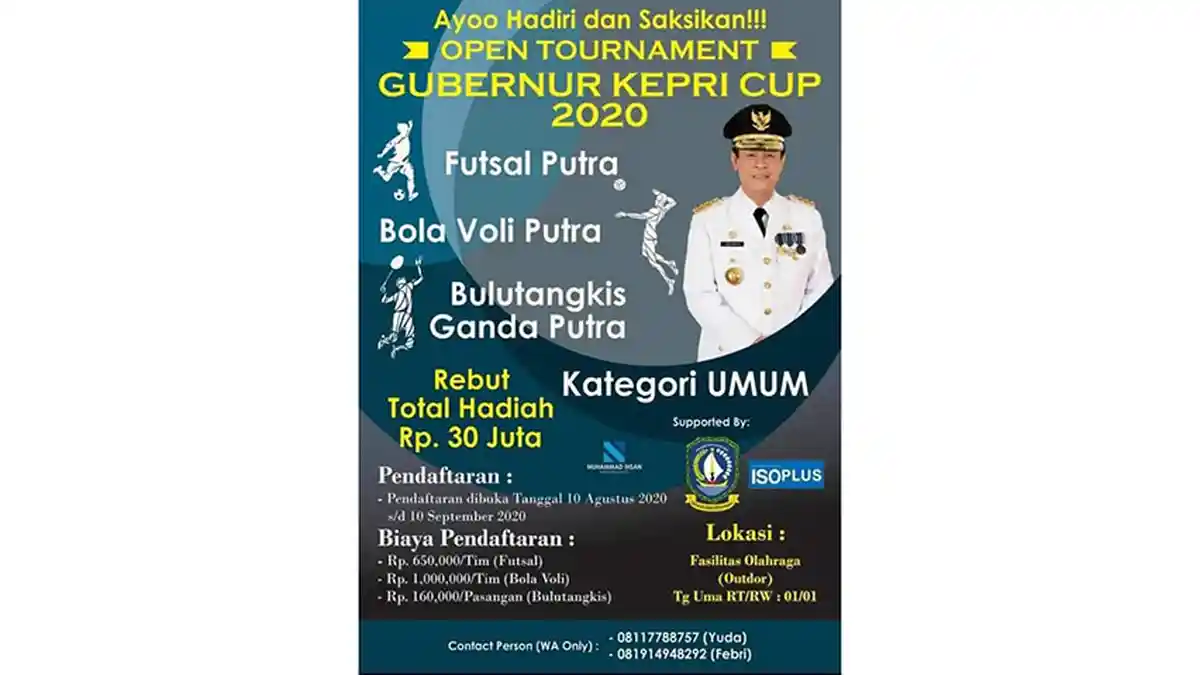 Masih Jadi Polemik, Anggota Dewan Minta Turnamen Gubernur Kepri Cup Dibatalkan, Ini Sebabnya