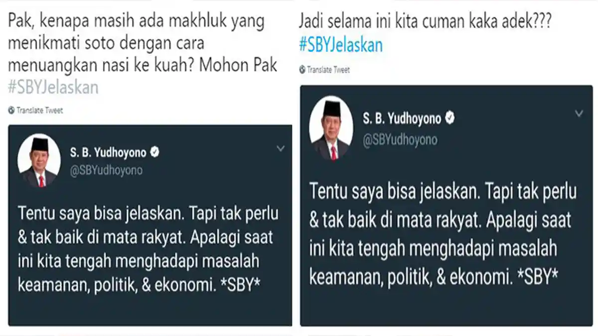 Usilnya Netizen, Cuitan SBY di Twitter Sikapi Pernyataan Jokowi Ramai Dijadikan Meme #SBYJelaskan
