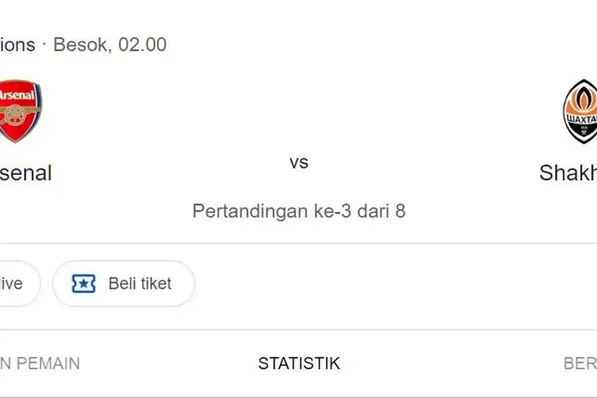 Link Live Streaming Arsenal vs Shakhtar Donetsk, Bisa Menonton di HP