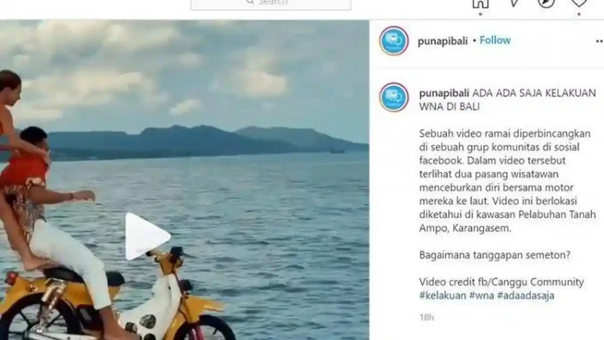 Turis Asing Pakai Motor Ceburkan Diri ke Laut, Polisi Lakukan Penyelidikan