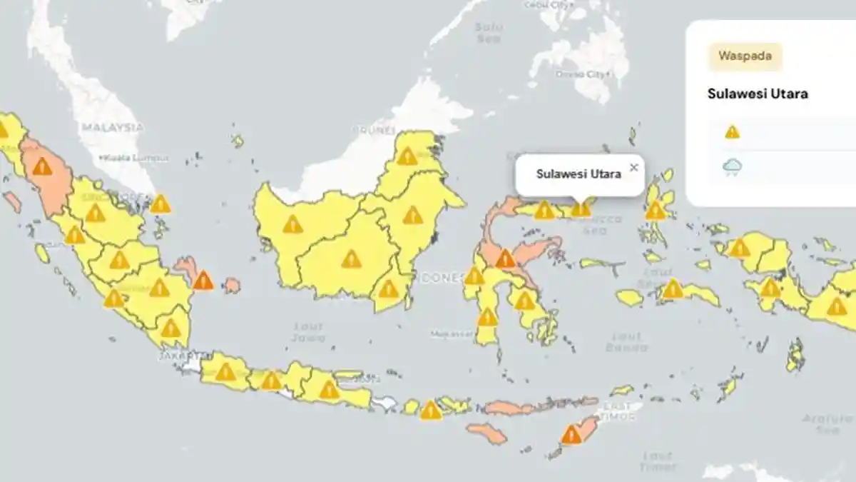 Peringatan Dini Besok Minggu 10 Mei 2026, Info BMKG Waspada Hujan Sangat Lebat dan Angin Kencang
